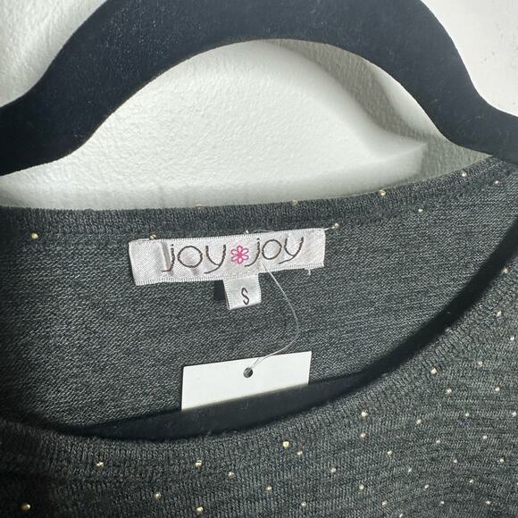 NEW Joy Joy Women's Gray Knit Studded Long Sleeve Sweater Top Size Small - Picture 5 of 10